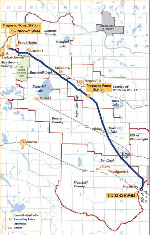 Heartland Pipeline Project: Scope The Heartland Pipeline Project will assist in the movement of crude oil from Alberta s Industrial Heartland area to the Hardisty, Alberta hub.