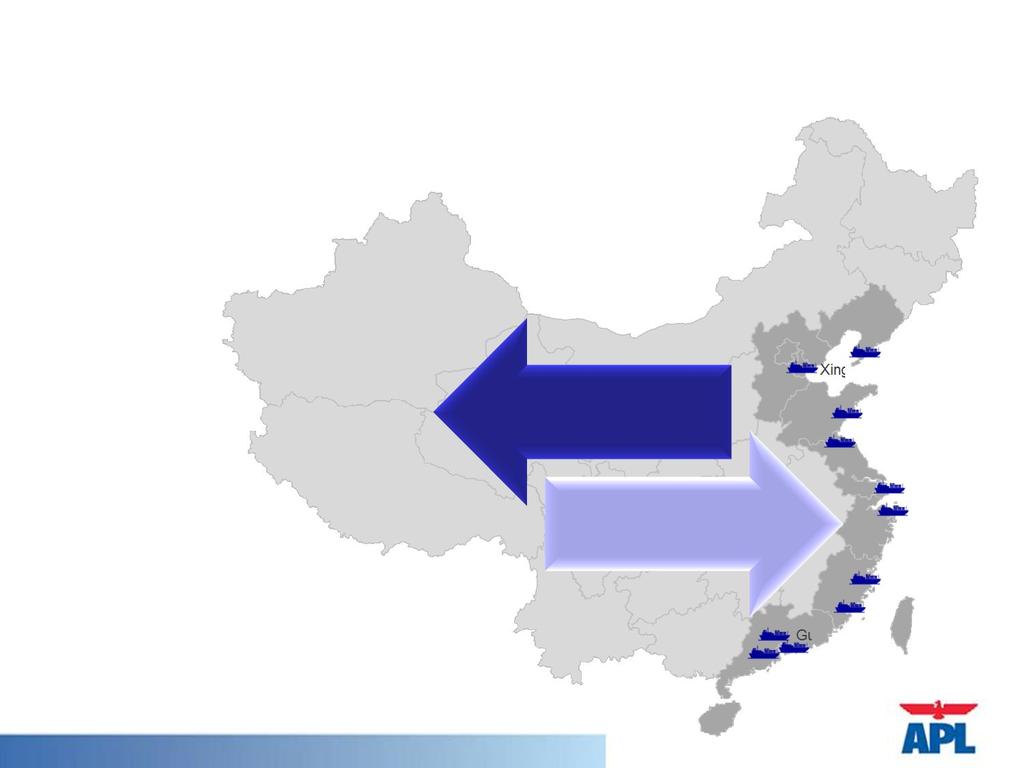 Cost savings from moving further inland can be marginalized by inefficient connectivity with coastal ports, particularly for the processing trade Inward movement of materials Dalian Xingang Qingdao