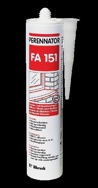 Neutral Silicone PERENNATOR FA151 Elastic, fungicide one-component neutral silicone for window and perimeter sealing.