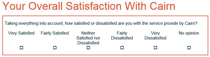 Service Specific Satisfaction Surveys In addition to the annual satisfaction survey we sent to all tenants this year, we also send out mini surveys for all of