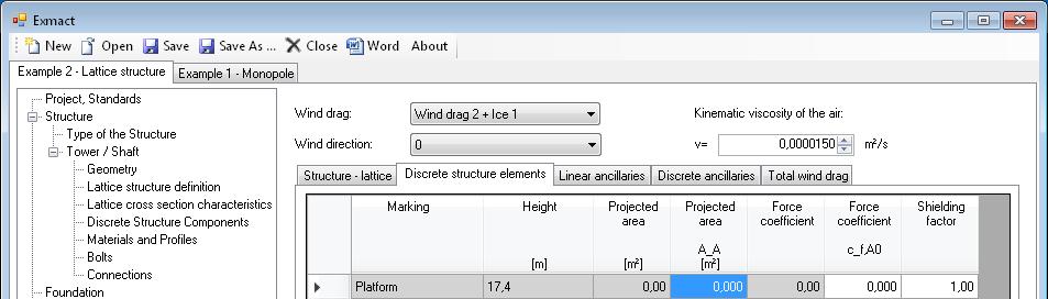 Fig. 55 Page Wind drag, tabs: Wind drag of discrete structure