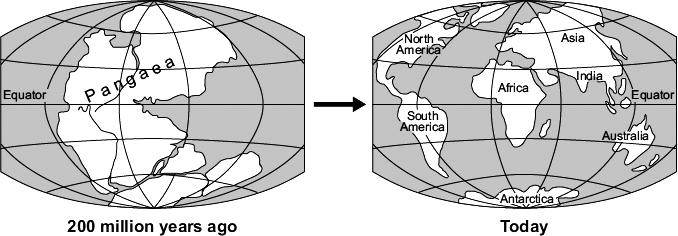 (3) (c) Scientists believe that all the continents of the