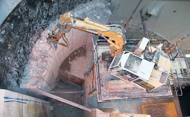 excavator Removal by diamond wire saw Elevation-wise demolition of Reactor Building internal structures Pneumatic rock excavator