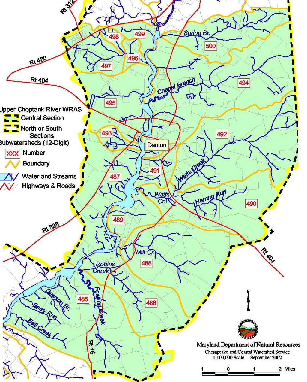 Map 6-7: Central Upper Choptank River Watershed Source: Maryland Department of Natural Resource, Upper Choptank