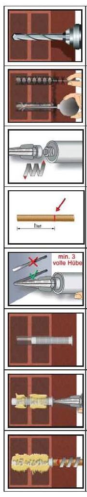 Usage Instructions - Hollow Bricks 1- Drill without hammer drill mode a hole into the base material to the size and embedment depth required by the selected anchor.