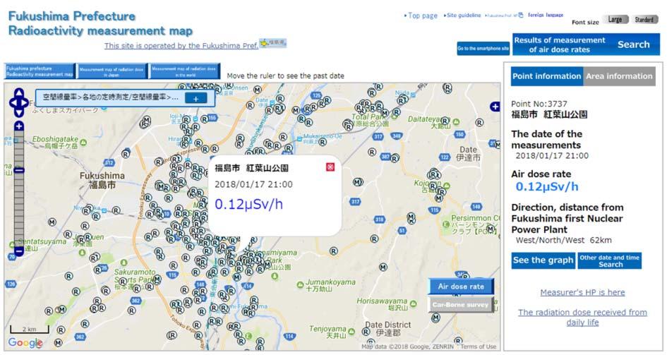 5 FIG. 3.1. Clickable Radiation Measurement Map (Fukushima Prefecture website) FIG. 3.2.
