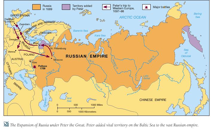 By the time Peter the Great became czar in 1682, Russia was a large empire