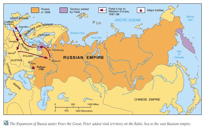 Czar Peter the Great wanted to modernize & Westernize Russia to catch