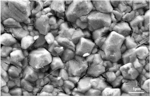 Figure 10: TEM image of CdTe after laser annealing treatment without the active chlorine agent. EDX analysis shows the top layer is Te rich (53At%).