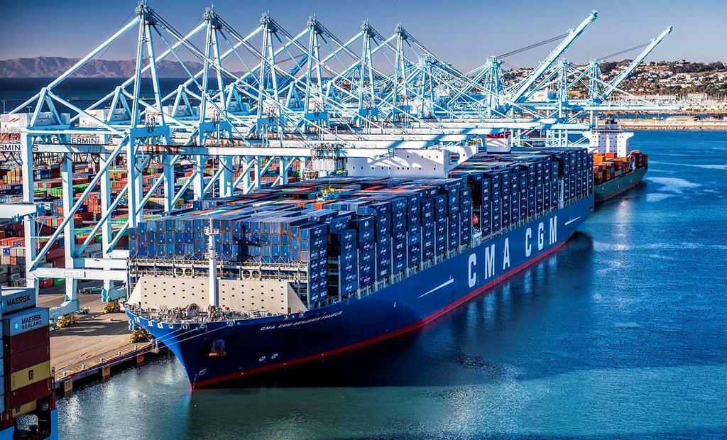 Largest Container Vessel to Call in North America: ( December 26, 2015 APMT POLA - CMA CGM Benjamin Franklin 1,300 ft. LOA and 177 ft.