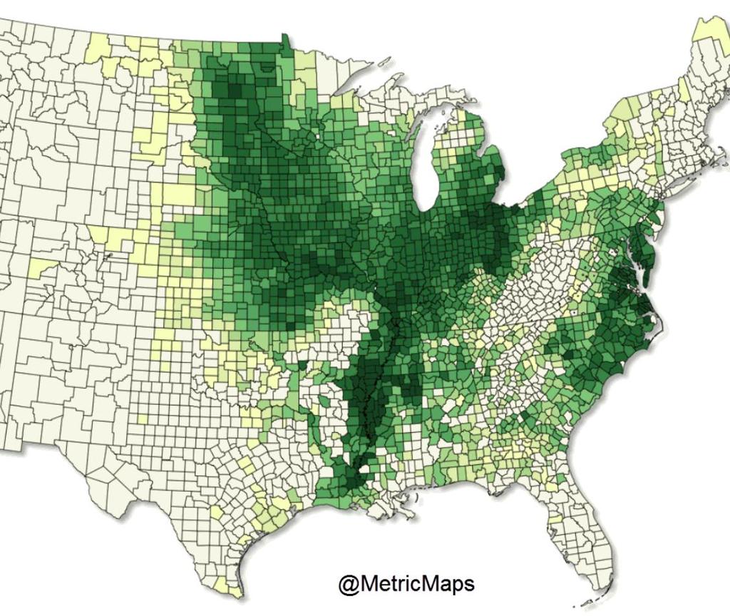 US Soybean Field Crop Acres as a percentage