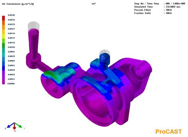 Figure 4.4(d) shows shrinkage free simulation obtained for component with top round riser. Figure 4.4(d) V.