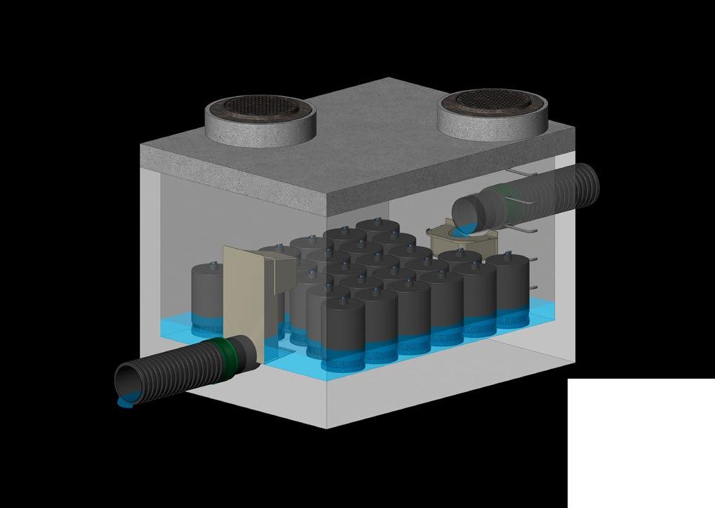 OPERATION Standard vault 1 Stormwater (loaded with sediments, floating debris and oils) enters the StormFilter through the inlet pipe.