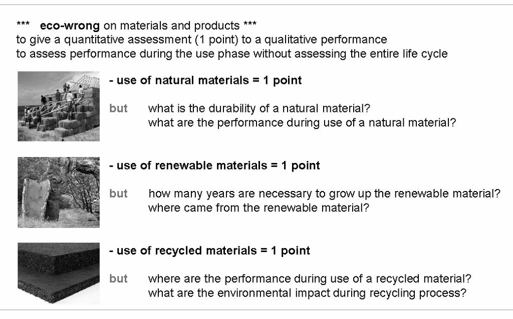 When building environmental assessment tools try to give simplified answers for assigning points to ecobuilding, it is often an approximate way for evaluating.
