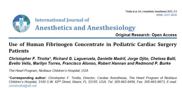 Prospective, randomized controlled trial in 63 children less than 7 undergoing elective cardiac surgery Randomized to receive 60 mg/kg HFC or cryoprecipitate 10 ml/kg after protamine administration,