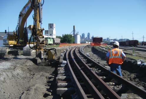 Part of the project involved performing chemical stabilization, and we also assisted the railroad in removing and replacing large stretches of track.