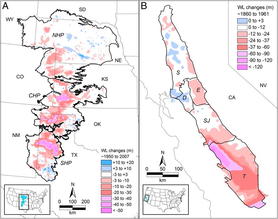 Changes in Groundwater Levels in the High Plains and Central Valley (Scanlon et al.