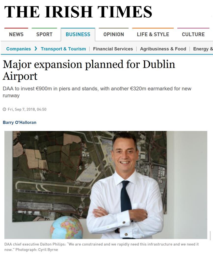 Dublin Airport plans to spend 900