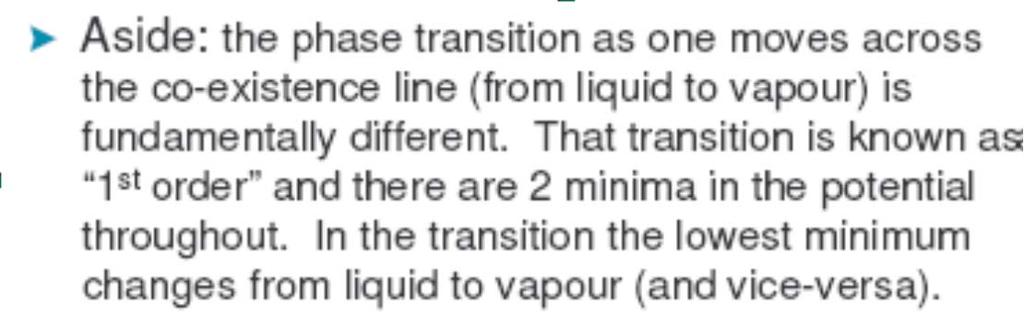 Order (degree) of transition Continuous phase transitions: occur when the minimum in the thermodynamic potential evolves