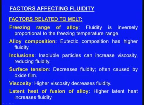 Fluidity may be defined as an empirical measure of the distance a liquid metal can flow in a specific channel before being stopped by solidification. So, this is the definition for fluidity.