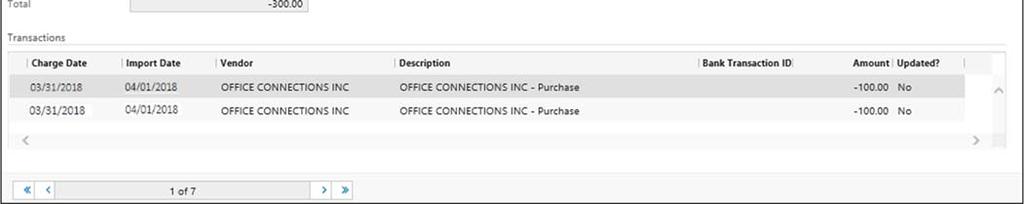 2. On the toolbar, click Transactions to view the transactions that appear on the statement. 3. Click Update. 4.