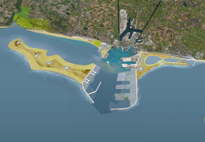 Pagina 39 van 104 BE0112000986 provides an overview of the possible elaboration of the port expansion at Zeebrugge and the beach lake off the coast of Knokke-Heist.