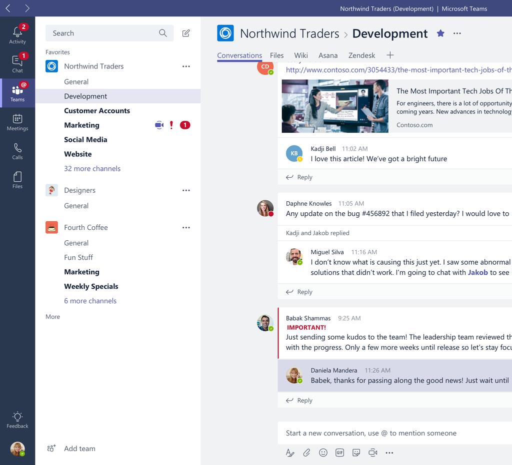 Application Overview Microsoft Teams Streamlined Collaboration real-time, easy to use. Combines live chat, calls, meetings, and documents. Content is searchable across people, files and chats.