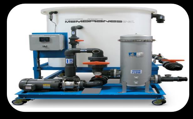 The skid includes: Membrane elements housed in pressure vessels and a high pressure pump RO membrane