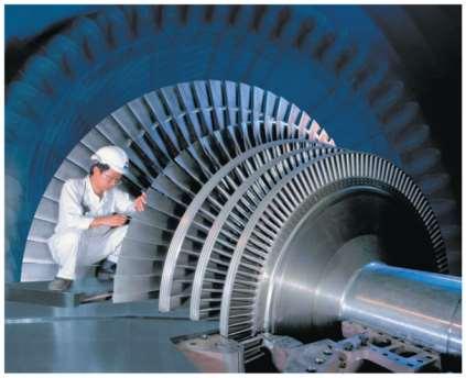Heat Engines In a steam turbine of a modern power plant, expanding steam does work by spinning the turbine.