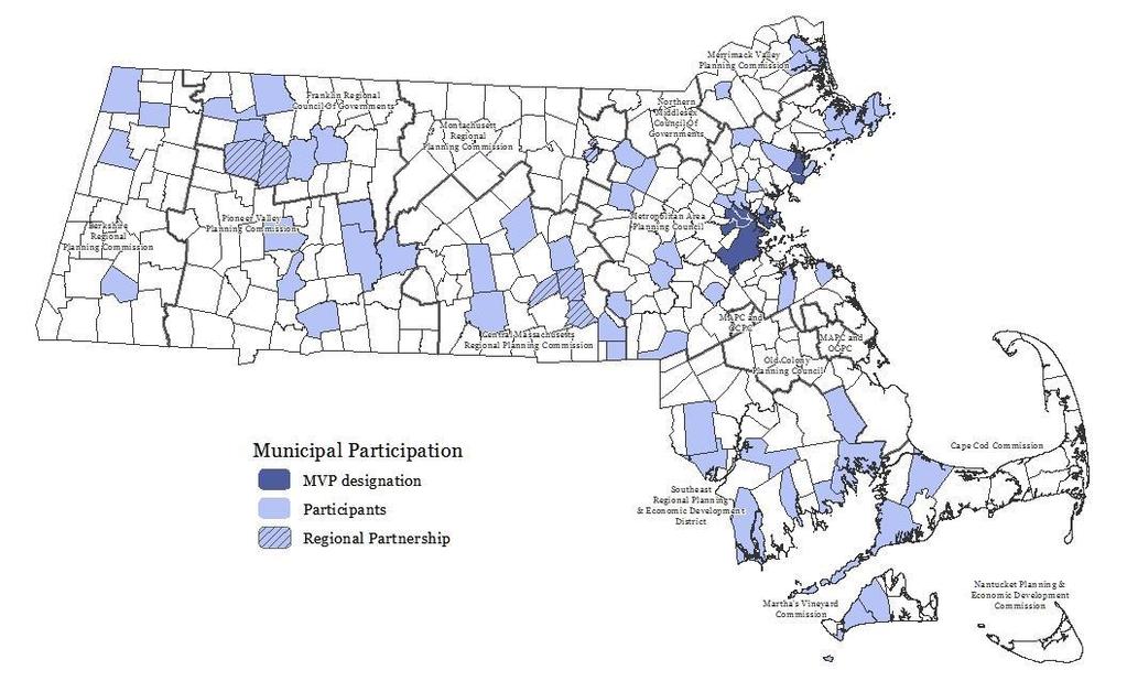 Municipal Vulnerability Preparedness (MVP) Baker-Polito Admin funded over $7 million in 2018 for MVP Planning and Action Grants State and local partnership to build resiliency
