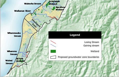 The figure shows a majority of the Kapiti Coast is classified as Category B, except for relatively small areas of Q1 gravels extending to a depth of 20 metres adjacent to the Waitohu Stream,