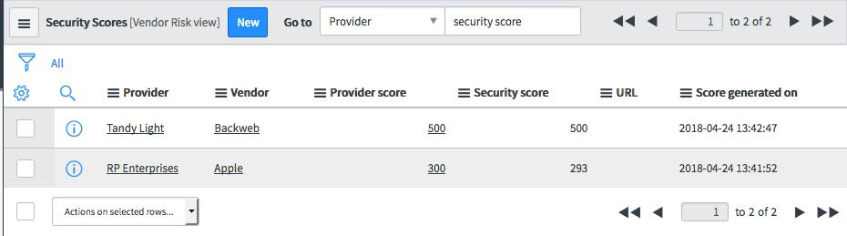 8. Field Value Security score The normalized security score for this vendor based on the order and weightings of the third party providers.