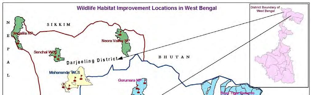Proposed Locations of Habitat Improvement in West Bengal (Base map)gis Cell,WBFD(2011) Type of Work Protected Area Division Range Beat 1.