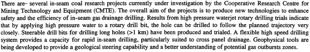 y Liu1, p Dunn2, p Hatherlyl ABSTRACT There are- several in-seam coal research projects currently under investigation by the Cooperative Research Centre for Mining Technology and Equipment (CMTE).