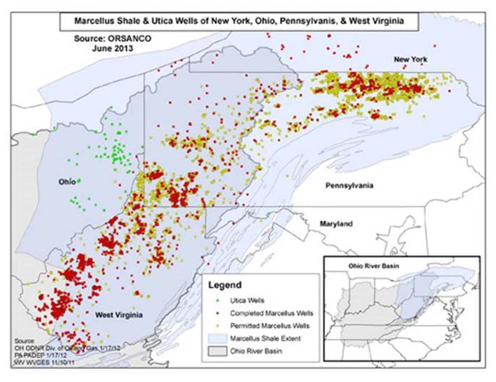 Case No.: U-18412 Exhibit No. A-34 Page No.:33 of 105 Exhibit 3-4: Wells Drilled in the Appalachian Marcellus and Utica (2013) Source: Map reproduced from http://www.marcellus-shale.
