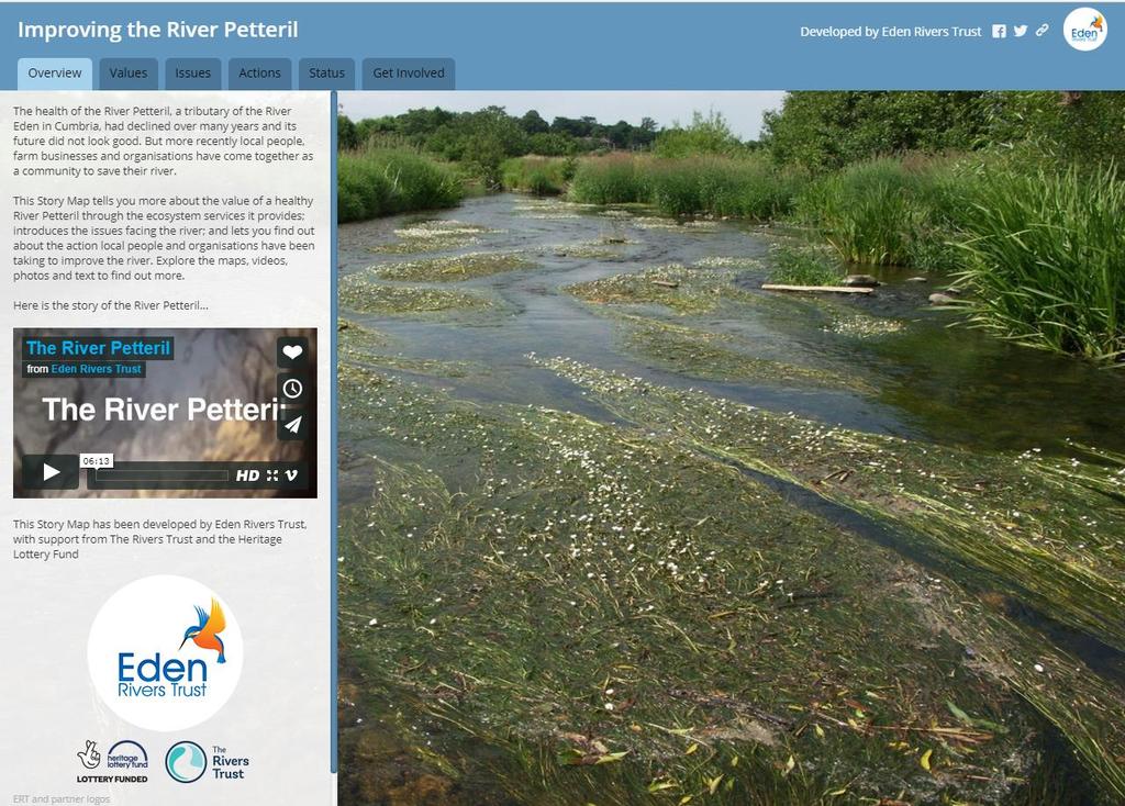 Improving the River Petteril Online Story Map featuring a case study in catchment management Summary The Improving the River Petteril story map presents a catchment management case study for the