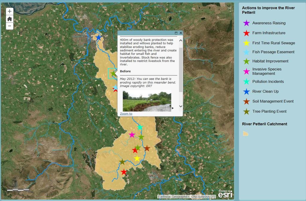 4. Action tab Find out more information about the type of catchment management actions which have been/ are being used to try and improve the River Petteril by organisations such as Eden Rivers