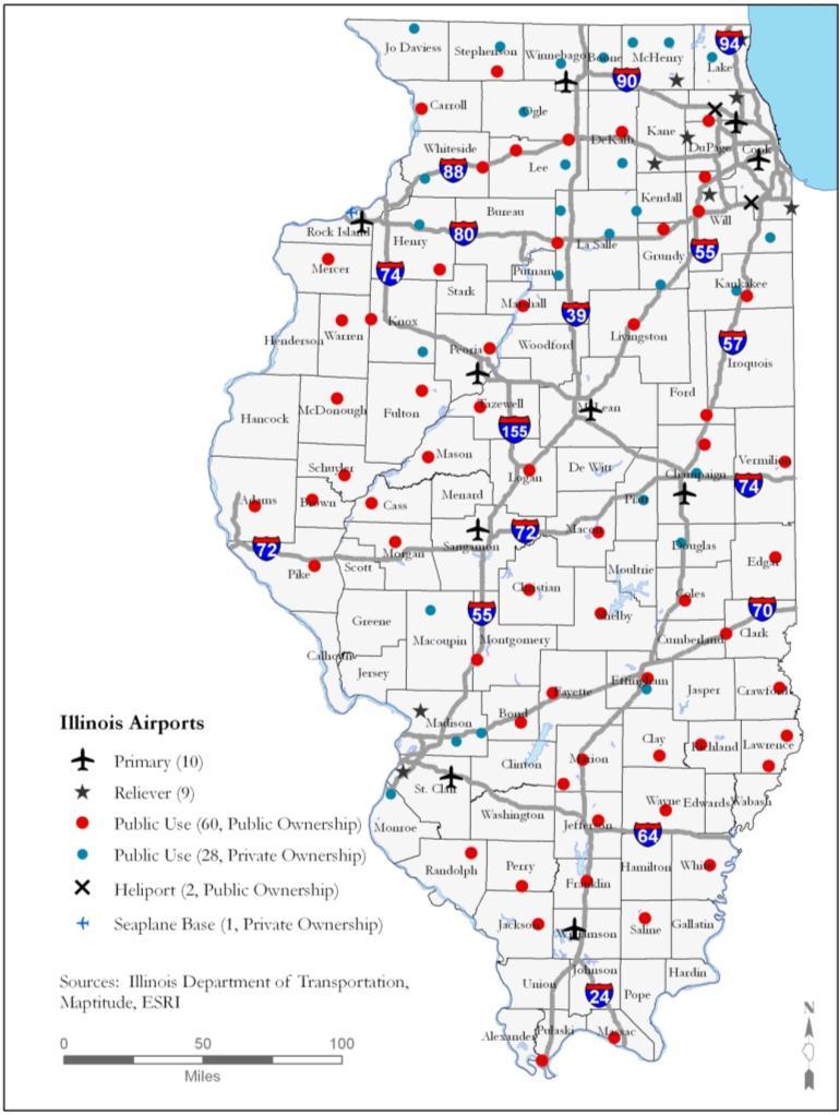 Illinois Airports 110 Public- Use Aviation Landing Facilities O Hare is 6 th in the