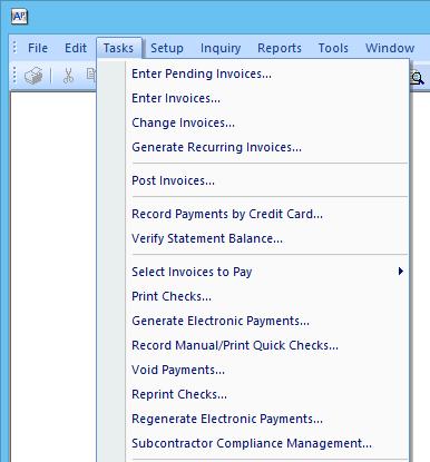 Additional AP Tasks Use this task to record all of the credit card payments between payment cycles Use this task to