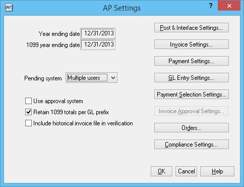 Compliance Settings In AP, go to File-Company Settings-AP Settings Overall subcontractor