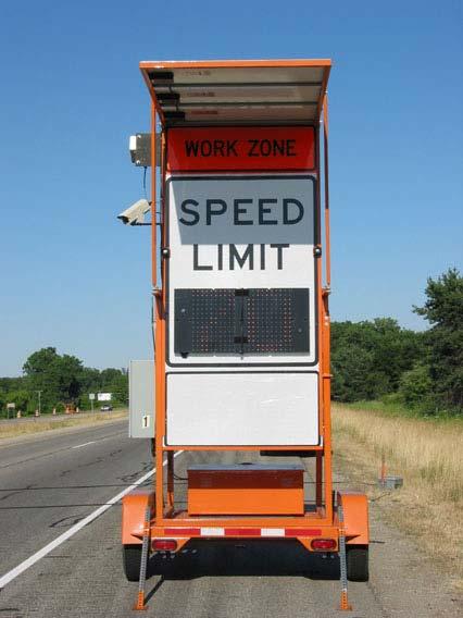 Technology Application Strategy #2 Variable Speed Limits (VSL) Multiple speed trailers in & approaching work zone Each unit monitors prevailing speed relays information to