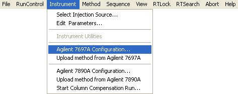 Agilent 7697A Configuration 1 To access the Agilent 7697A Configuration, select Instrument > Agilent 7697A Configuration.