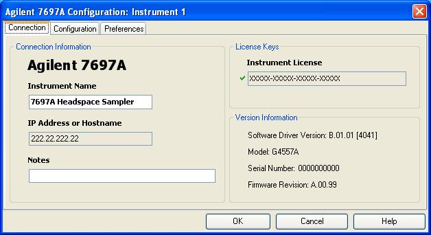 Figure 7 Selecting the Agilent 7697A Configuration 2 Select the Connection tab (Figure 8) to access instrument connection