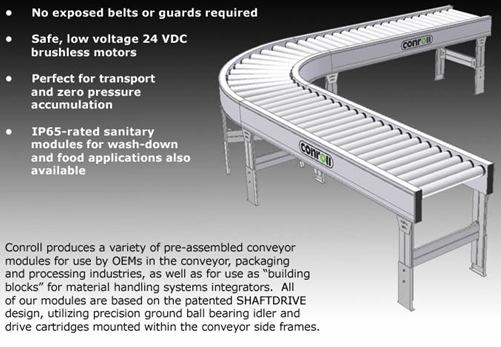 The sides of the conveyors conceal all of the belts, bearings and shaft ends.