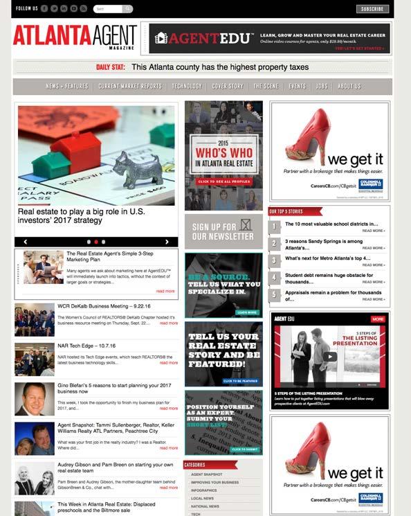 DIGITAL WEB ADVERTISEMENTS AtlantaAgentMagazine.com is updated daily with breaking news, video, blog posts, market indicators and industry reports.