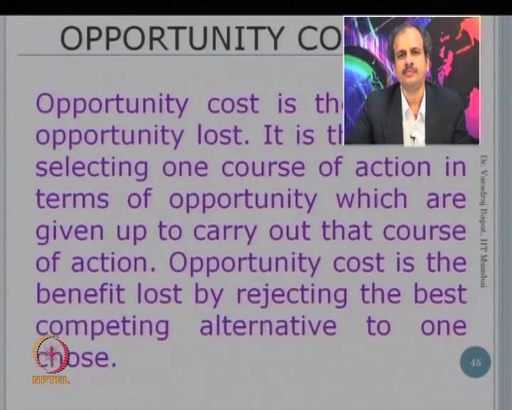 (Refer Slide Time: 06:40) Let us go to one more that is known as opportunity cost.