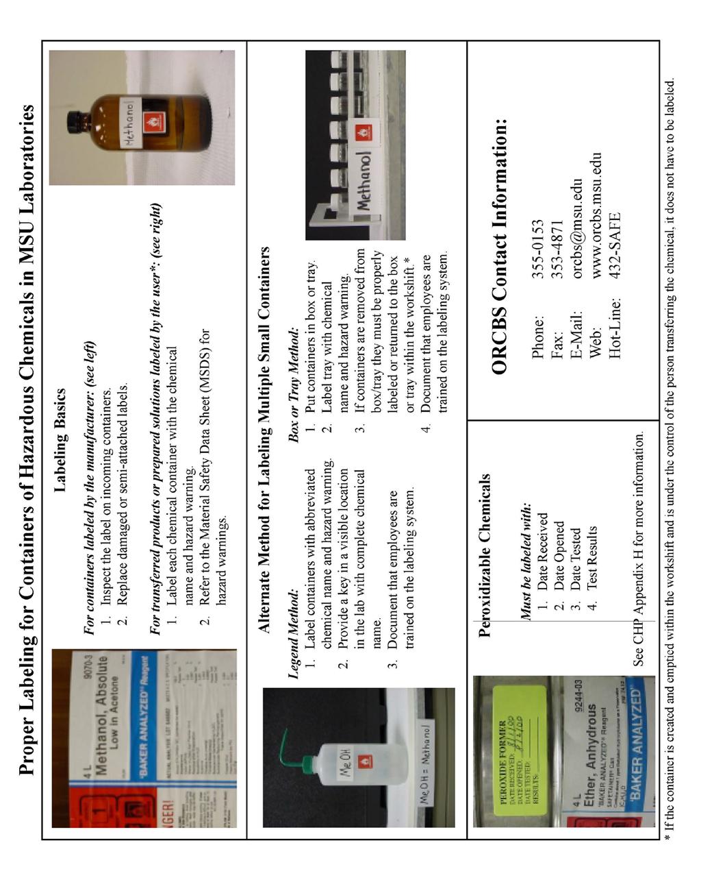 Figure 2 Proper Chemical Labeling Requirements for MSU Laboratories The School of