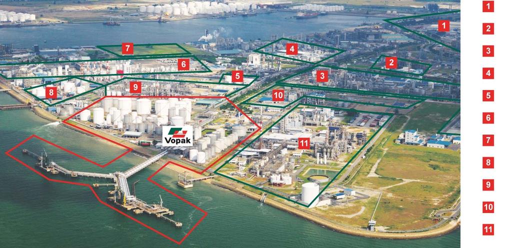Industrial terminal Storage facilities integrated at chemical park Exxon Mobil Perstorp Sumitomo Chemical Mitsui Chemicals Air
