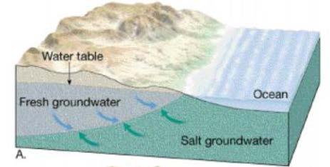 sea level rise Reduced aquifer recharge rates Higher