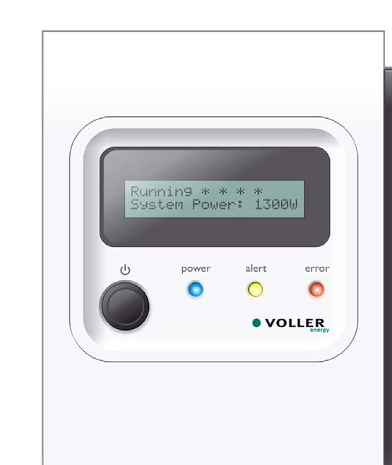 Voller Emerald control panel Simple user interface on product Single button operation LED system status lights LCD